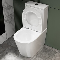 Унитаз-компакт Abber Bequem безободковый с горизонтальным выпуском с сиденьем дюропласт микролифт белый (AC1112T) - фото 5