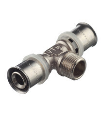 Тройник VALTEC (VTm.233.N.200420) 20(пресс) х 1/2 НР(ш) х 20(пресс) - фото 1