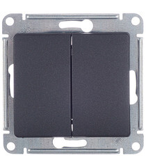 Изображение товара Выключатель Systeme Electric Glossa двухклавишный встраиваемый антрацит (GSL000751)