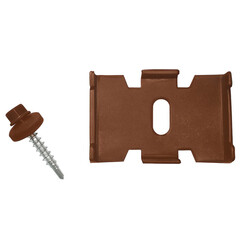 Крепление скоба-саморез для панелей 3D универсальное коричневое RAL 8017 - фото 1