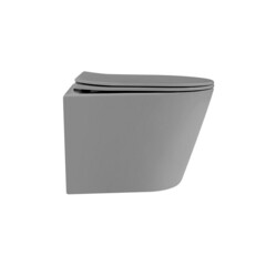 Унитаз подвесной Abber Bequem безободковый серый матовый с сиденьем дюропласт микролифт смыв торнадо (AC1102TMG) - фото 7