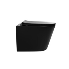 Унитаз подвесной Abber Bequem безободковый черный матовый с сиденьем дюропласт микролифт смыв торнадо (AC1102TMB) - фото 7