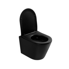 Унитаз подвесной Abber Bequem безободковый черный матовый с сиденьем дюропласт микролифт смыв торнадо (AC1102TMB) - фото 6