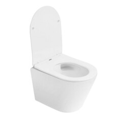 Унитаз подвесной Abber Bequem безободковый белый матовый с сиденьем дюропласт микролифт смыв торнадо (AC1102TMW) - фото 5