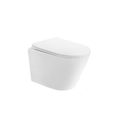 Изображение товара Унитаз подвесной Abber Bequem безободковый белый матовый с сиденьем дюропласт микролифт смыв торнадо (AC1102TMW)