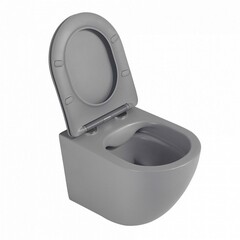 Унитаз подвесной Abber Bequem безободковый серый матовый с сиденьем дюропласт микролифт смыв торнадо (AC1101TMG) - фото 8