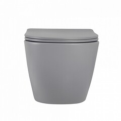 Унитаз подвесной Abber Bequem безободковый серый матовый с сиденьем дюропласт микролифт смыв торнадо (AC1101TMG) - фото 6