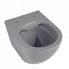 Унитаз подвесной Abber Bequem безободковый серый матовый с сиденьем дюропласт микролифт смыв торнадо (AC1101TMG) - фото 5