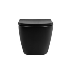 Унитаз подвесной Abber Bequem безободковый черный матовый с сиденьем дюропласт микролифт смыв торнадо (AC1100TMB) - фото 8