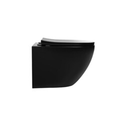 Унитаз подвесной Abber Bequem безободковый черный матовый с сиденьем дюропласт микролифт смыв торнадо (AC1100TMB) - фото 9