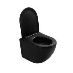 Унитаз подвесной Abber Bequem безободковый черный матовый с сиденьем дюропласт микролифт смыв торнадо (AC1100TMB) - фото 7