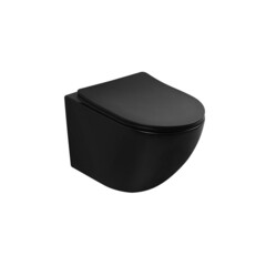 Изображение товара Унитаз подвесной Abber Bequem безободковый черный матовый с сиденьем дюропласт микролифт смыв торнадо (AC1100TMB)
