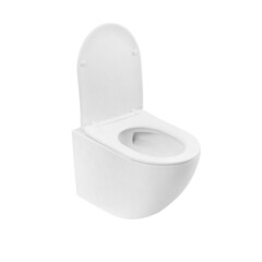 Унитаз подвесной Abber Bequem безободковый белый матовый с сиденьем дюропласт микролифт смыв торнадо (AC1100TMW) - фото 5