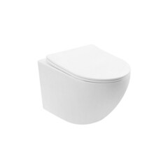 Изображение товара Унитаз подвесной Abber Bequem безободковый белый матовый с сиденьем дюропласт микролифт смыв торнадо (AC1100TMW)