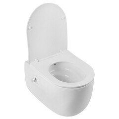 Унитаз подвесной Abber Bequem безободковый белый с функцией биде и сиденьем дюропласт микролифт смыв торнадо (AC1104TNS) - фото 3