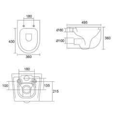 Унитаз подвесной Abber Bequem безободковый белый с функцией биде и сиденьем дюропласт микролифт смыв торнадо (AC1104TNS) - фото 2