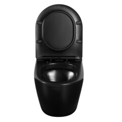 Унитаз подвесной Abber Bequem безободковый черный матовый с сиденьем дюропласт микролифт с импульсным смывом (AC1108PMB) - фото 8