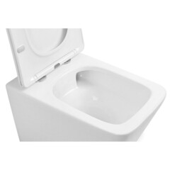 Унитаз подвесной Abber Rechteck безободковый белый с сиденьем дюропласт микролифт смыв торнадо (AC1201T) - фото 4