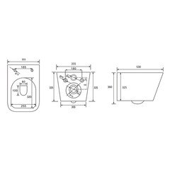Унитаз подвесной Abber Rechteck безободковый белый с сиденьем дюропласт микролифт смыв торнадо (AC1201T) - фото 2