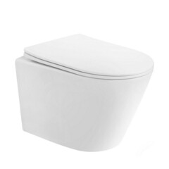 Унитаз подвесной Abber Bequem безободковый белый с сиденьем дюропласт микролифт смыв торнадо (AC1102T) - фото 1