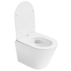 Унитаз подвесной Abber Bequem безободковый белый с сиденьем дюропласт микролифт смыв торнадо (AC1102T) - фото 3