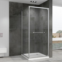Душевой уголок Abber Schwarzer Diamant хром 100х100х195 см квадрат стекло прозрачное 6 мм (AG0A100) - фото 3