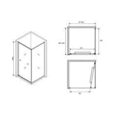 Душевой уголок Abber Schwarzer Diamant хром 100х100х195 см квадрат стекло прозрачное 6 мм (AG0A100) - фото 2