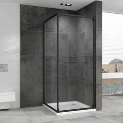 Душевой уголок Abber Schwarzer Diamant черный 90х90х195 см квадрат стекло прозрачное 6 мм (AG0A090B) - фото 3