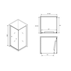 Душевой уголок Abber Schwarzer Diamant черный 90х90х195 см квадрат стекло прозрачное 6 мм (AG0A090B) - фото 2