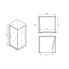 Душевой уголок Abber Schwarzer Diamant хром 90х90х195 см квадрат стекло прозрачное 6 мм (AG0A090) - фото 2