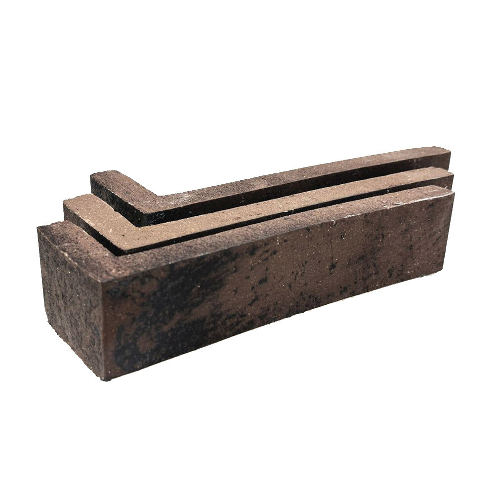 Изображение товара Клинкерная плитка для фасада угловая Terramatic Forta Brown Riegel DK Y 2301-2R Y (8 шт.= 0,08 кв.м) коричневая с черным декором 185х60х40х14 мм
