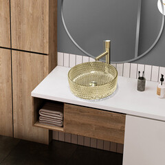 Раковина Abber Glas 40 см накладная золото (AK2301GG) - фото 3