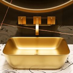 Раковина Abber Rechteck 46 см накладная золото матовое (AC2200MMG) - фото 3