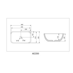 Раковина Abber Rechteck 46 см накладная светло-бежевая (AC2200MBE) - фото 2