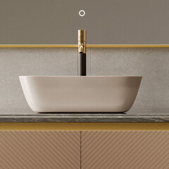 Раковина Abber Rechteck 46 см накладная светло-бежевая (AC2200MBE) - фото 6