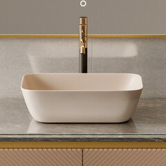 Раковина Abber Rechteck 46 см накладная светло-бежевая (AC2200MBE) - фото 5