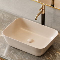 Раковина Abber Rechteck 46 см накладная светло-бежевая (AC2200MBE) - фото 4