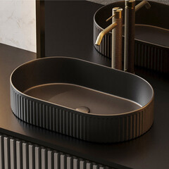 Раковина Abber Bequem 58 см накладная черная матовая (AC2116MB) - фото 2