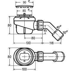 Сифон для душевого поддона Viega Domoplex 6929 с выпуском d60-65 мм с соединением 40/50 мм (208615) - фото 2