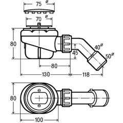 Сифон для душевого поддона Viega Domoplex 6928 с выпуском d40-55 мм с соединением 40/50 мм (126582) - фото 2