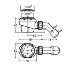 Сифон для душевого поддона Viega Domoplex 6928EX с выпуском d40-55 мм с соединением 40/50 мм (364755) - фото 2