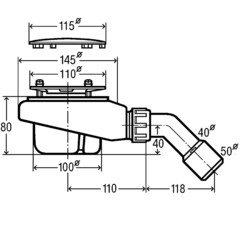 Сифон для душевого поддона Viega Tempoplex 6961 с выпуском d90 мм с соединением 40/50 мм со съемным гидрозатвором (575601) - фото 2