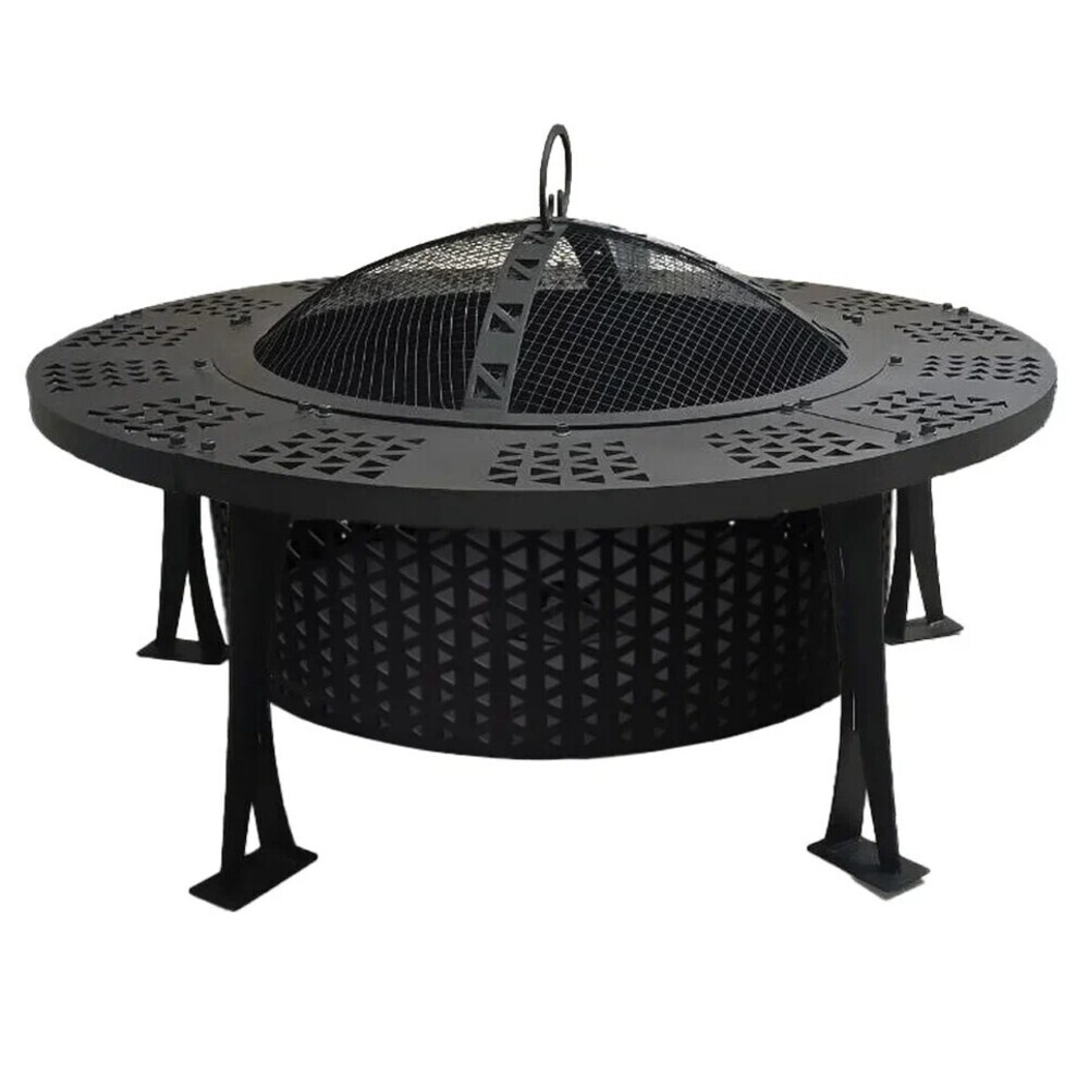Чаша костровая Орион 600 мм с крышкой искрогасителем плоское дно 4 ножки