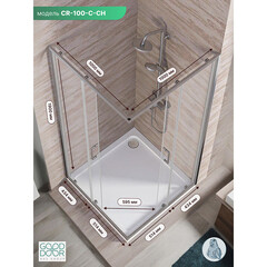 Душевой уголок Good Door Lite CR-100-C-CH хром 100х100х190 см квадрат стекло прозрачное 5 мм (ЛТ00006) - фото 2
