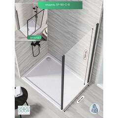 Боковая стенка Good Door Lite SP-90-C-B черная 90х190 см стекло прозрачное 5 мм (ЛТ00016) - фото 2