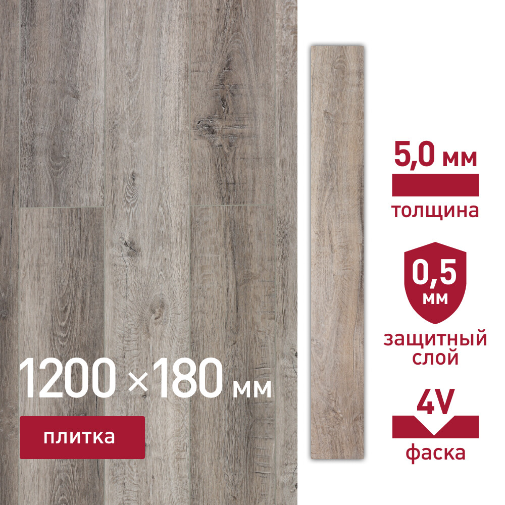 

Плитка кварцвиниловая Corsa Deco Madera B220 замковая 1,8 кв.м 5 мм с фаской, Коричневый