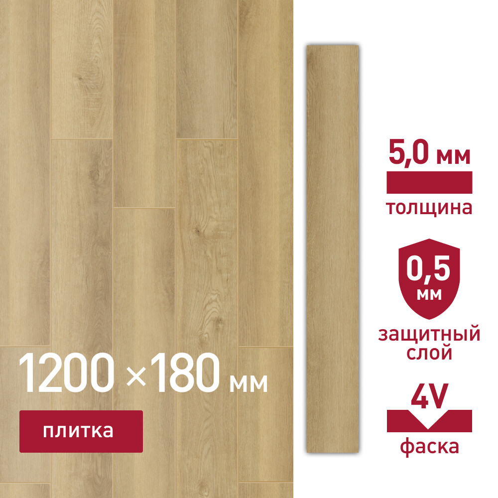 

Плитка кварцвиниловая Corsa Deco Madera B202 замковая 1,8 кв.м 5 мм с фаской, Коричневый
