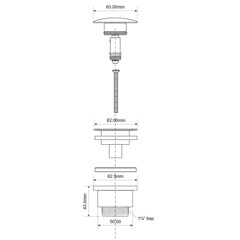 Донный клапан McAlpine клик-клак 1 1/4 с переливом белый (BCWP60-MWH) - фото 2