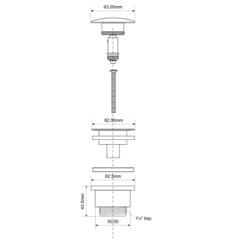 Донный клапан McAlpine клик-клак 1 1/4 с переливом хром (BCWP60-CB) - фото 2
