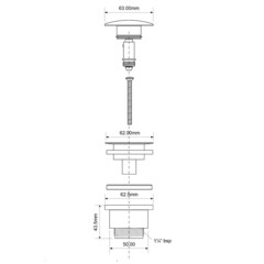 Донный клапан McAlpine клик-клак 1 1/4 с переливом черный (BCWP60-MBL) - фото 2